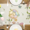 Easter Bunny Colorful Egg Linen Table Runners Dresser Scarves Table Decor Farmhouse Kitchen Dining Table Runner Party Decoration 5