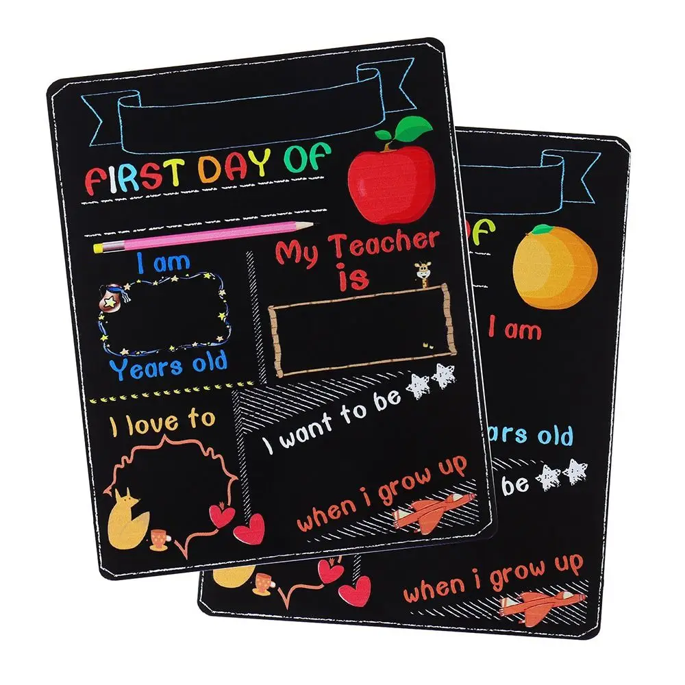 

First and Last Day School Board Boys Girls 10"x12" Double-Sided 1st Day of School Sign Wood Back to School Chalkboard School