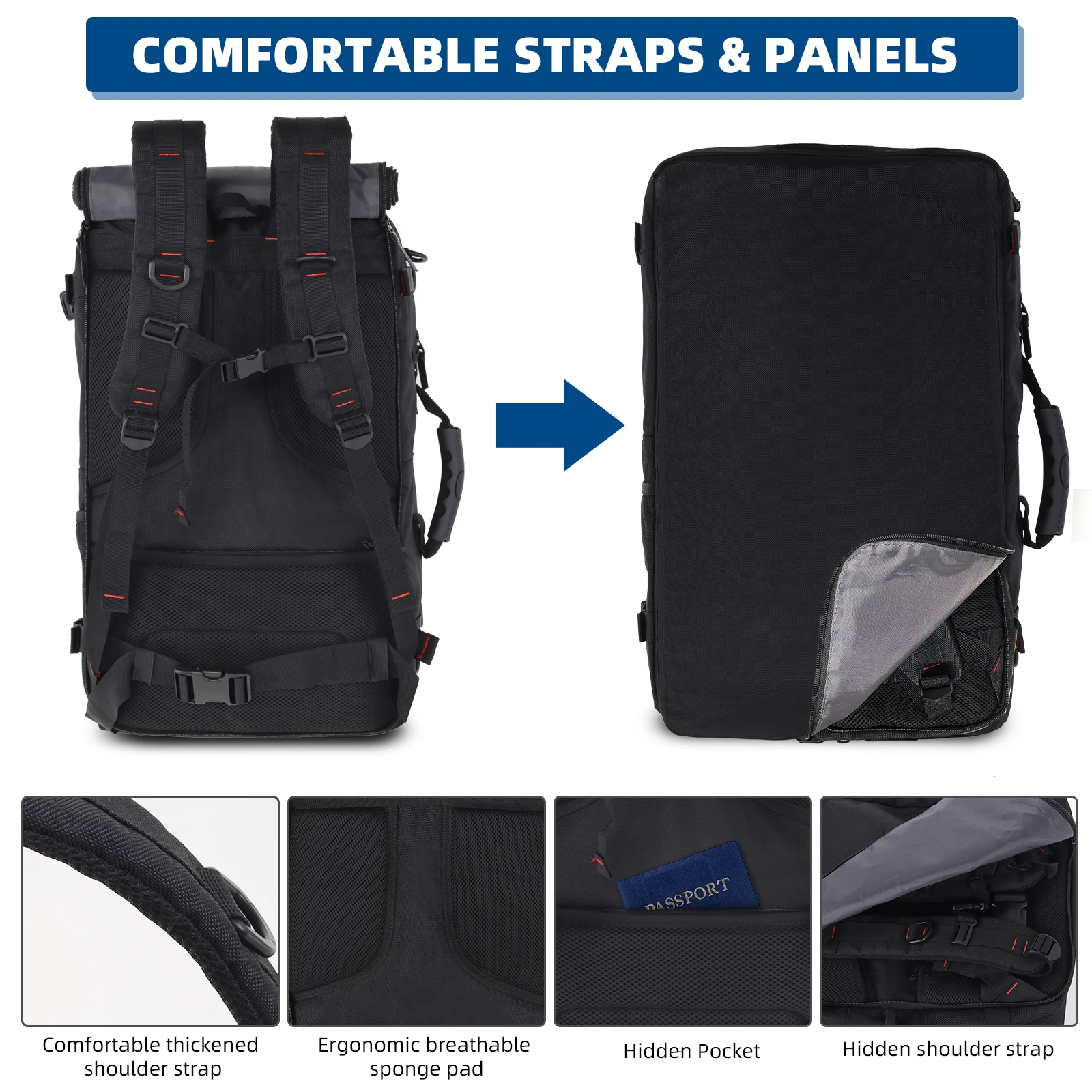Men Travel Outdoor Backpack Waterproof 22 Inch Large Capacity Luggage Bag Business Laptop Backpack