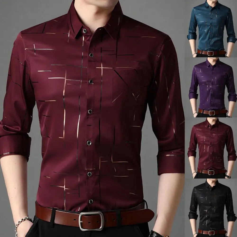 

Мужская однобортная рубашка с длинным рукавом, приталенная деловая рубашка в полоску, с отложным воротником, в повседневном и деловом стиле, 2021