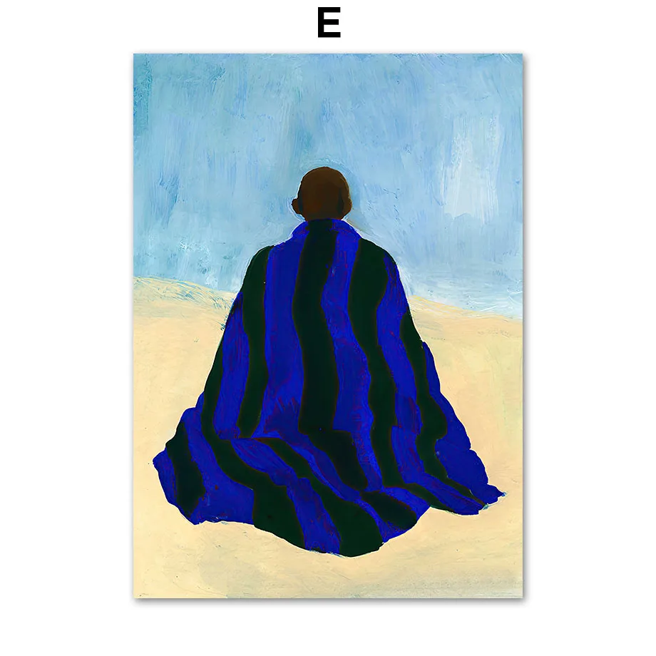 الأزرق مخطط فتاة كتاب زهرية الرسم على لوحات القماش...