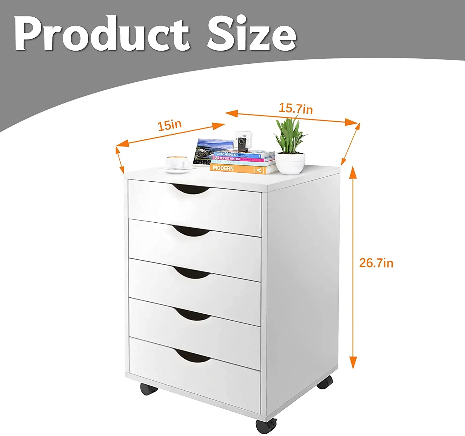 5-Drawer Chest Wood Storage Dresser Cabinet with Wheels Mobile Side Cabinet Chest for Home Office Storage Use,White 48 JFurnitures 2026