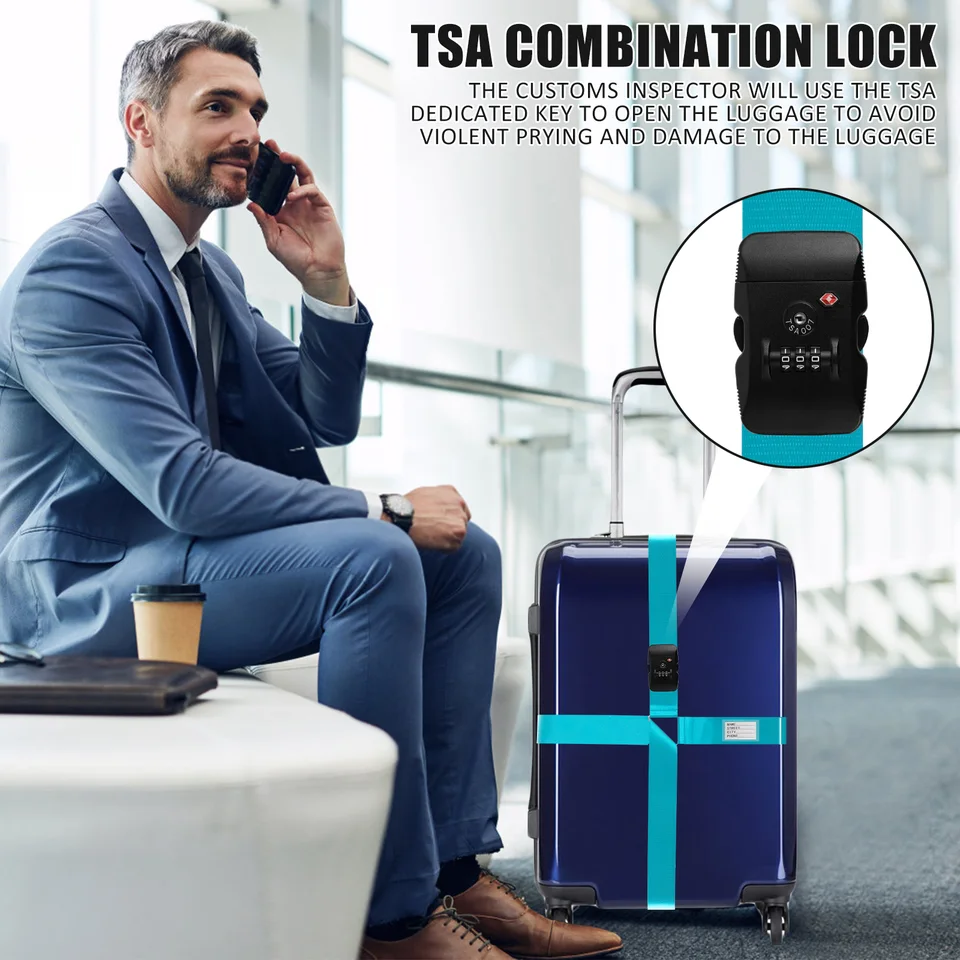 thumbnail image 2 of TRAVELKIN Luggage Straps With TSA Combination Lock Cross Strap 2 of 11