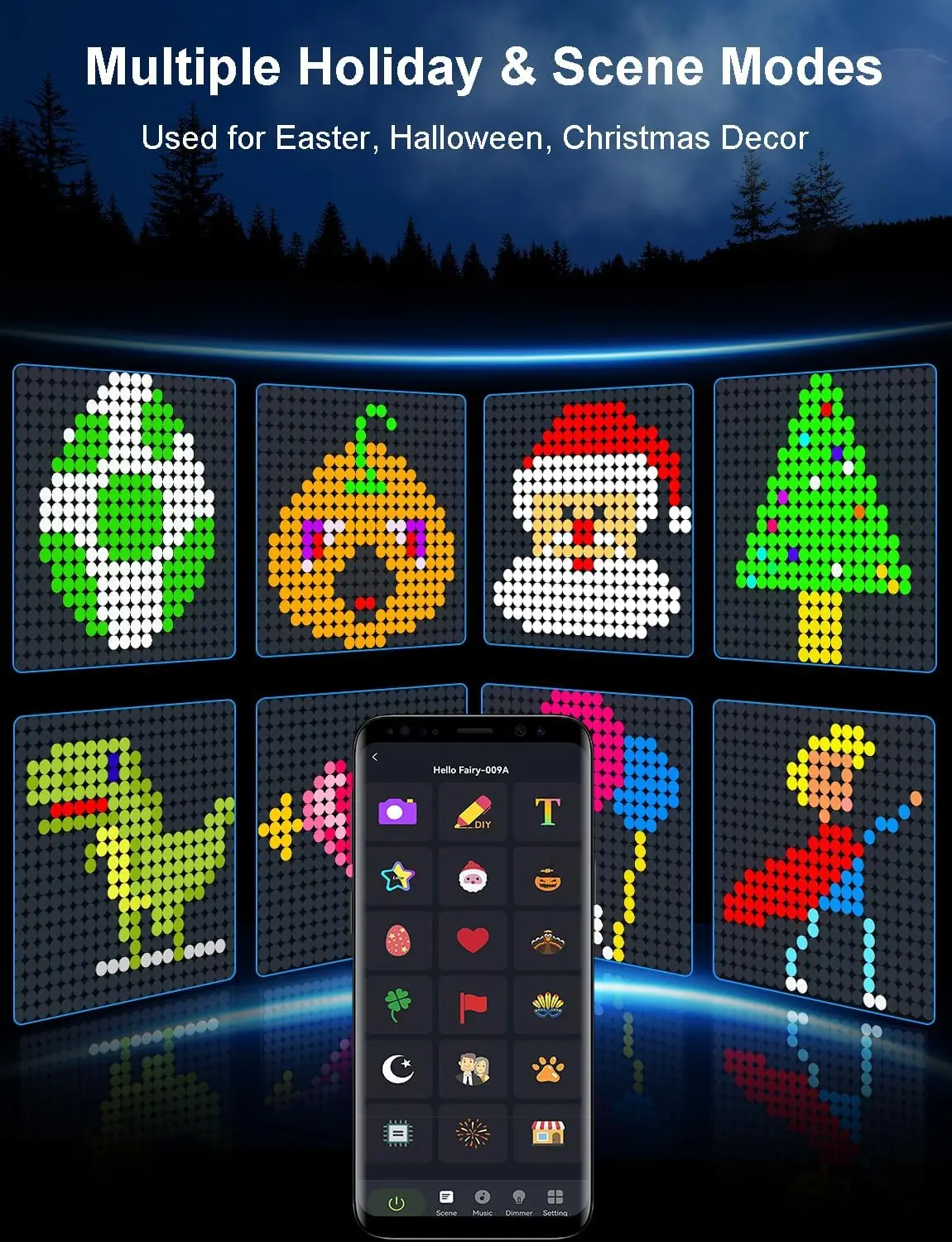 Description Picture 6 of itemRGB Smart Curtain Lights Bedroom Window Decor LED String Lights Festival Christmas Halloween Decoration Outdoor Ambient Lighting