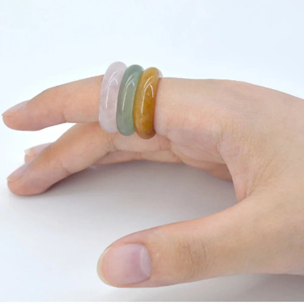 Crystal Agate Ring Natural Gemstone Carnelian Stacking Rings Reiki Energy Good Luck Charms Jewelry Gift for Women and Men 3