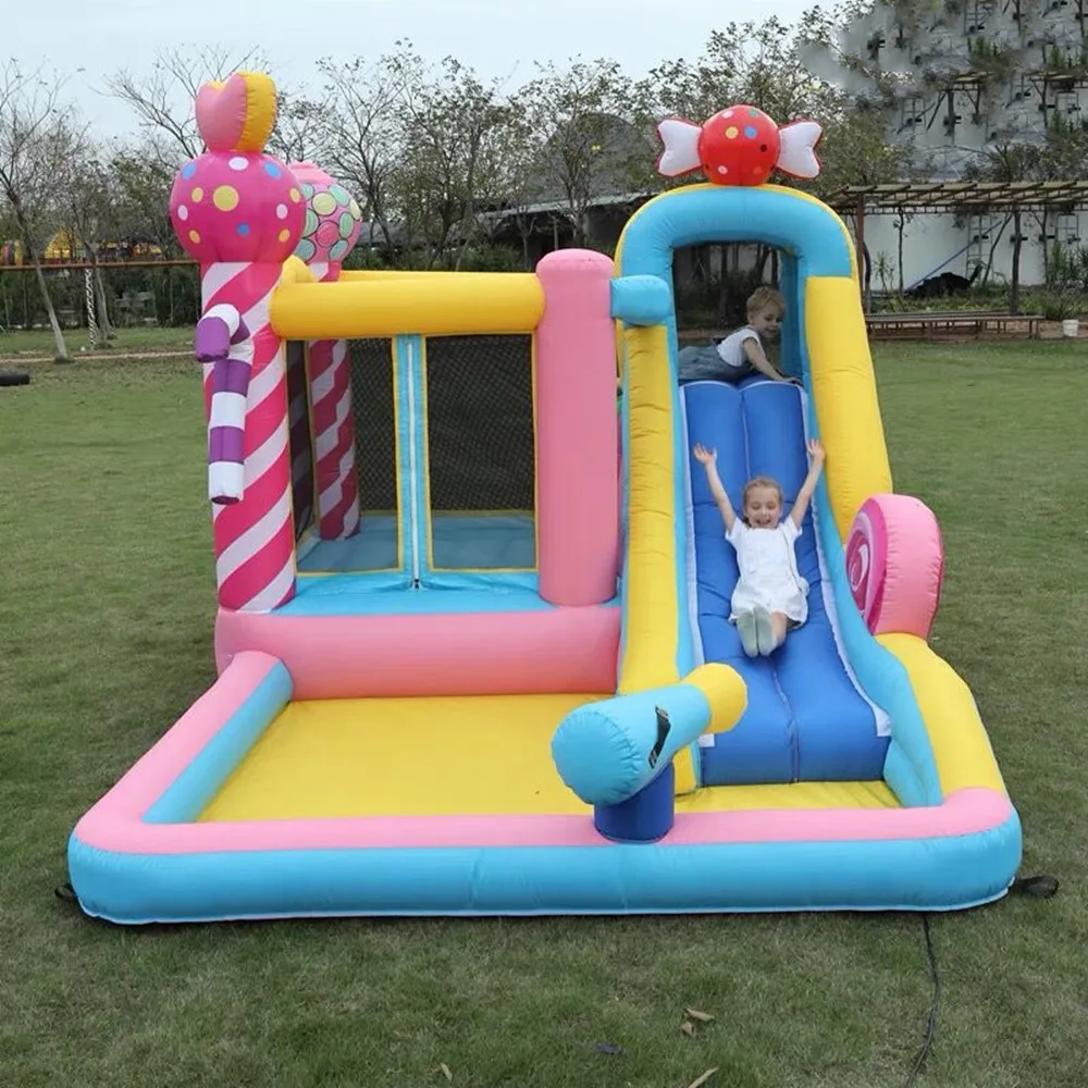 Free Shipping Bounce House Castle Inflatable Bouncer Fun Slide Kid Castle Party Theme Bounce House Safe Entrance With Blower 3hp inflatable air blower for inflatable bouncer bounce ing combo slide