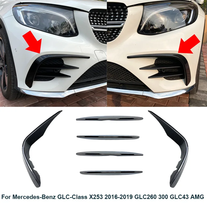 

Glossy For Mercedes-Benz GLC-Class X253 GLC260 300 GLC43 AMG Front Fog Lamp Grill Grille Decorative Covers Stickers 2016-2019