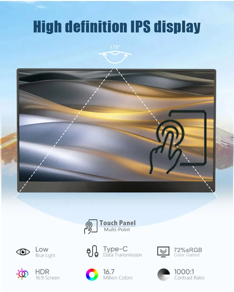 24인치 144Hz OLED 100% NTSC 3840x2160 IPS 화면 휴대용 모니터 (노트북용) 4K 게이밍 모니터