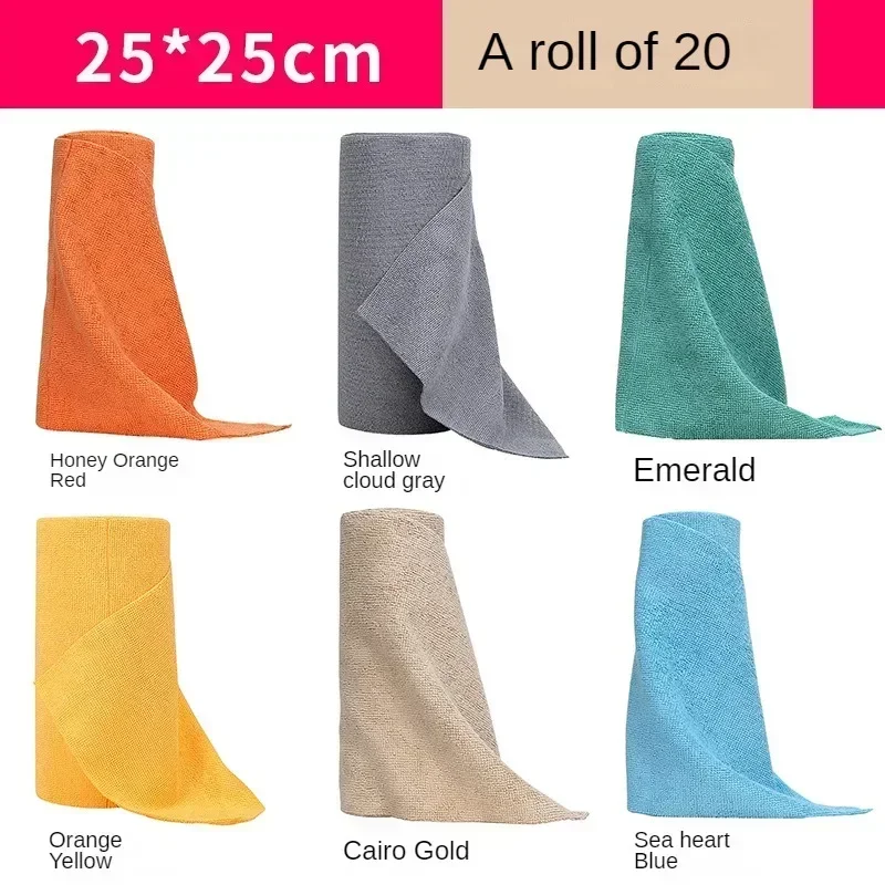 Reusable Cleaning Wipe Household Kitchen Cloth Microfiber Towel Rolls Dish Rags Wash Paper 1 Roll of 20 Sheets