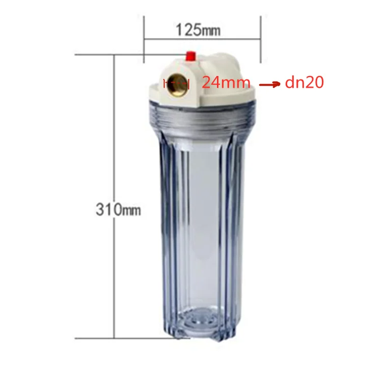 

10 inches standard Water Filter Parts filter housing transparent bottle 3/4" brass port