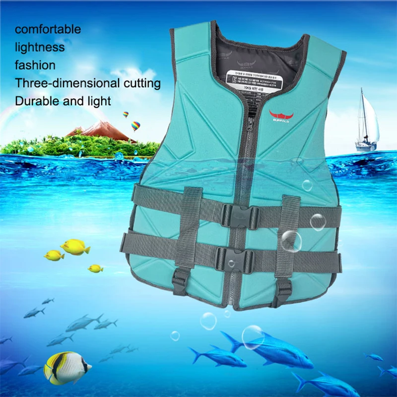 

Life Jacket Adults 2mm Neoprene rubber Surf Vest Ski Water Sports Fishing Kayaking Boating Swimming Safety Life Vest for Mans