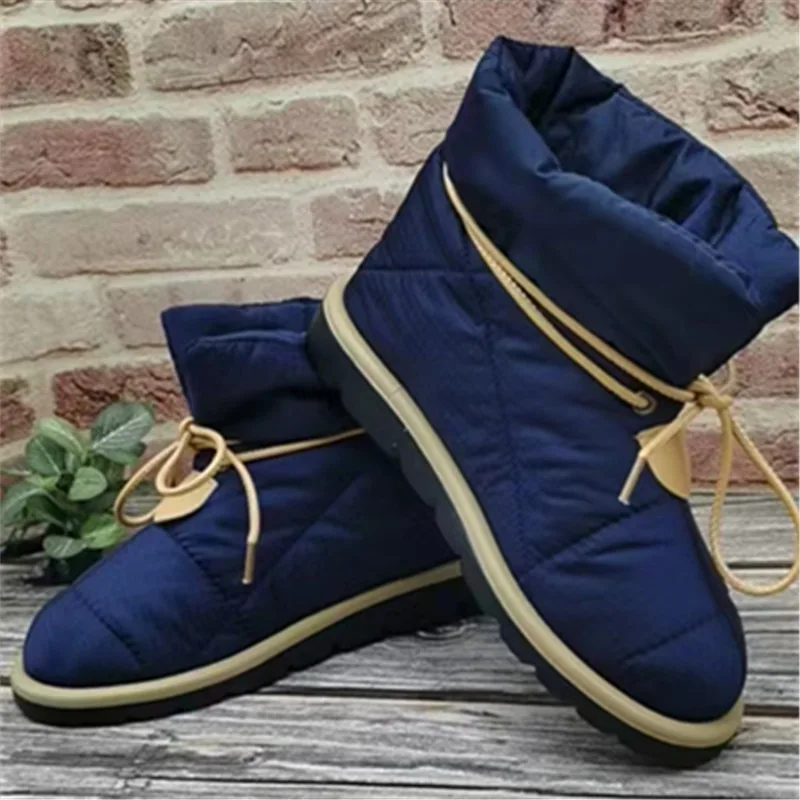 Women Brand New Ankle Boots 2023 Winter Warm Female Snow Boots Platforms Casual Short Cotton-Padded Shoes Boots Fashion Lace-Up
