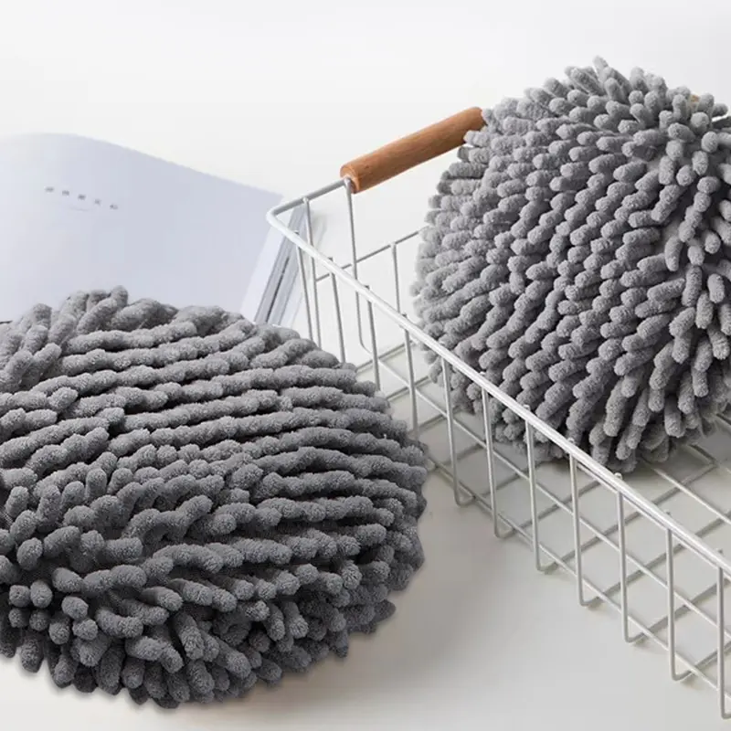 Chenille Handtuch Mit Fuzzy Ball - Schnelltrocknend & Weich - Für Bad & Küche Mit Aufhänger