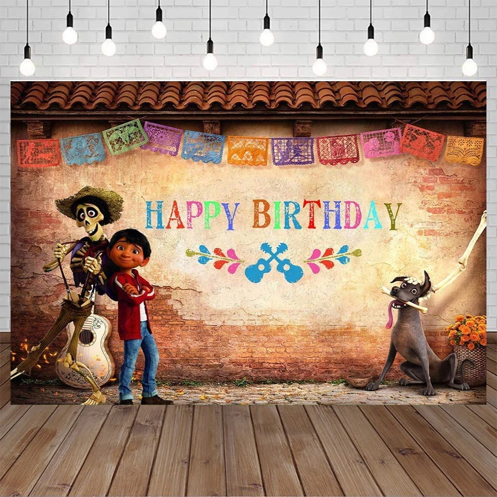 Happy Birthday Coco Theme Backdrop 7x5 Mexican Fiesta Coco Background for  Kids Halloween Birthday Party Banner for Wall Decor| | - AliExpress