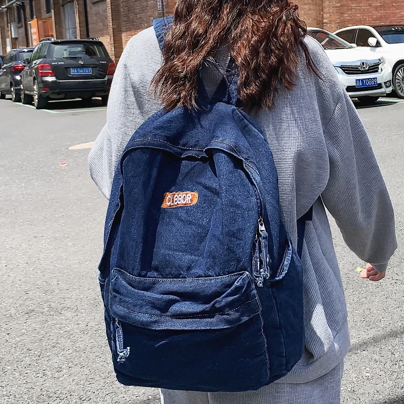 New Women Canvas Travel Denim Backpack Lady Vintage Cool Student