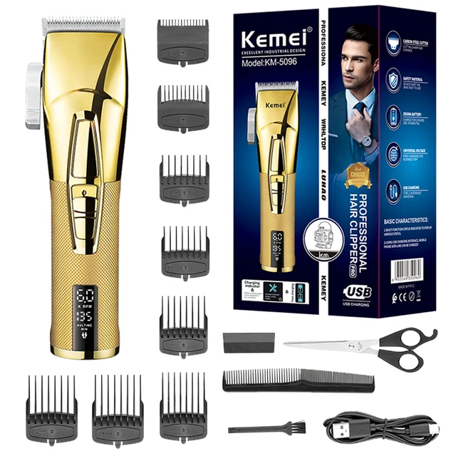 Профессиональная 2-скоростная машинка для стрижки волос kemei 5096 для мужчин, Регулируемый Электрический триммер для волос, перезаряжаемая машинка для стрижки волос, Парикмахерская 1