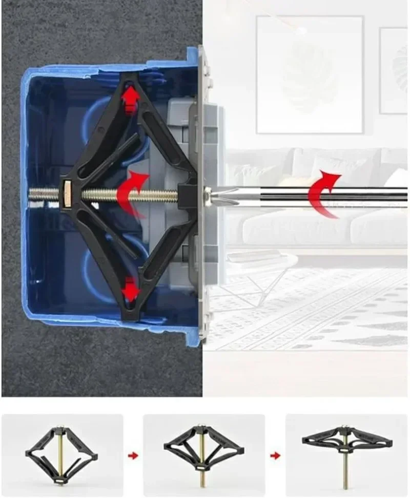 Wall switch socket repairer Electrical box repairer Wall socket repairer 1-50PCS 86Type Cassette Repairer Dark Box Repair Screw Plug Switch Fixed Support Rod Adjustment Socket Box Repair Electrical Set