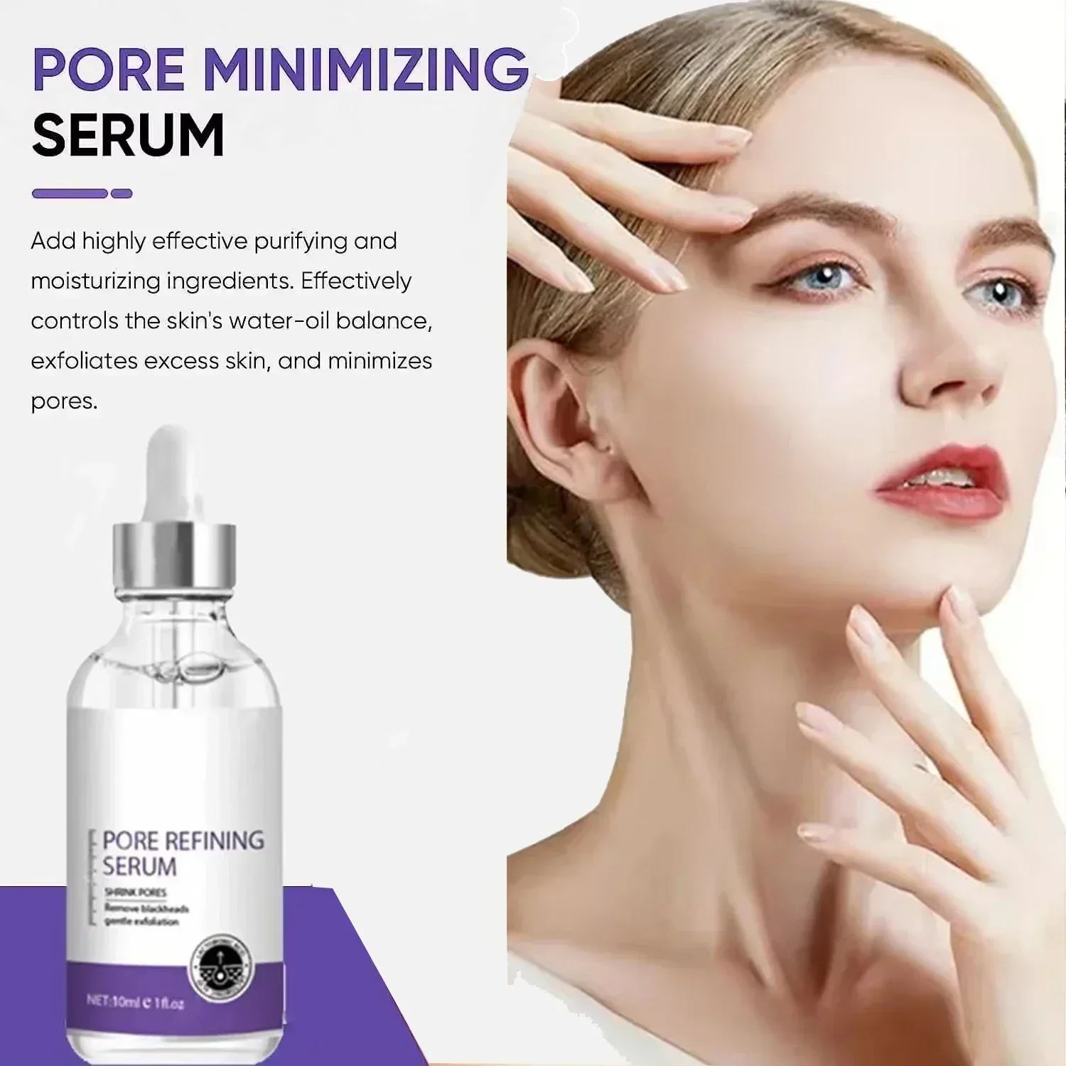 Sérum visage affinant les pores – Essence hydratante et réparatrice pour une peau lisse et éclatante