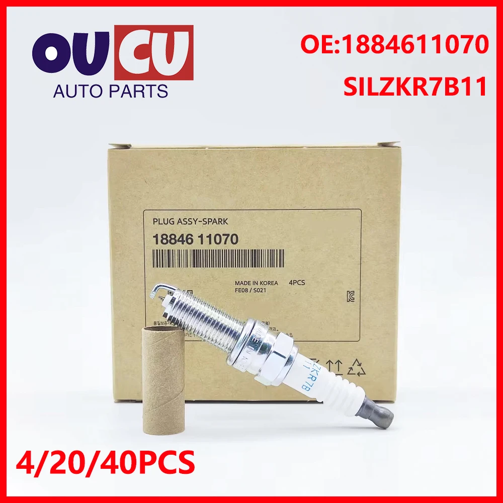 Iridium Spark Plug 4 20 40pcs 18846-11070 For Hyundai Sonata 8 Elantra Gensis Santa Fe Tucson Acura 1884611070 SILZKR7B11 spark plug