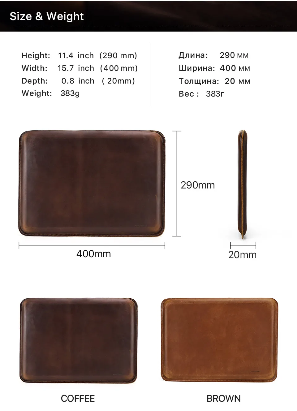 Bolsa de couro genuíno para laptop, bolsa