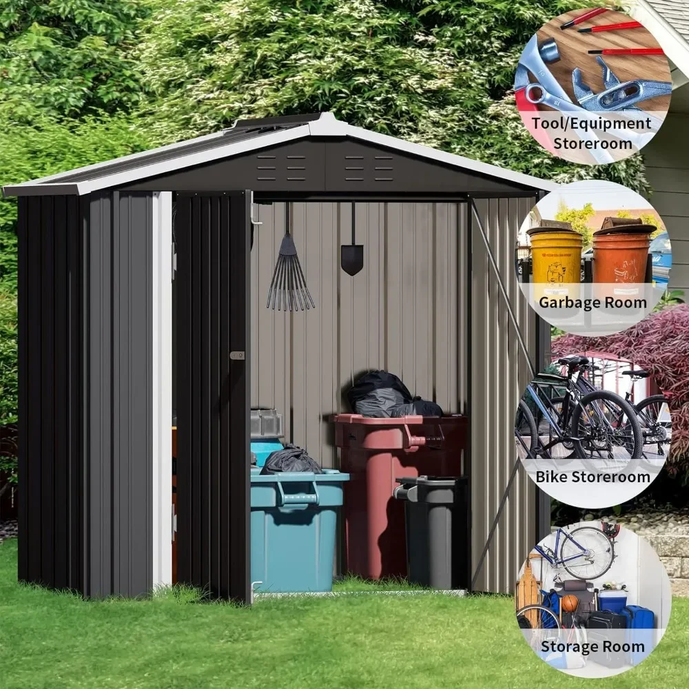 Storage Shed, 4x6 FT Outside Metal Sheds & Outdoor Storage Galvanized Steel Tool Shed with Lockable Door, Storage Shed images - 6