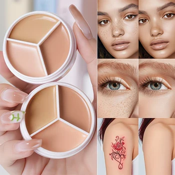 Palette Correttore Professionale 3 Tonalità, Copertura Totale per Occhiaie, Trucco Viso per una Pelle Impeccabile