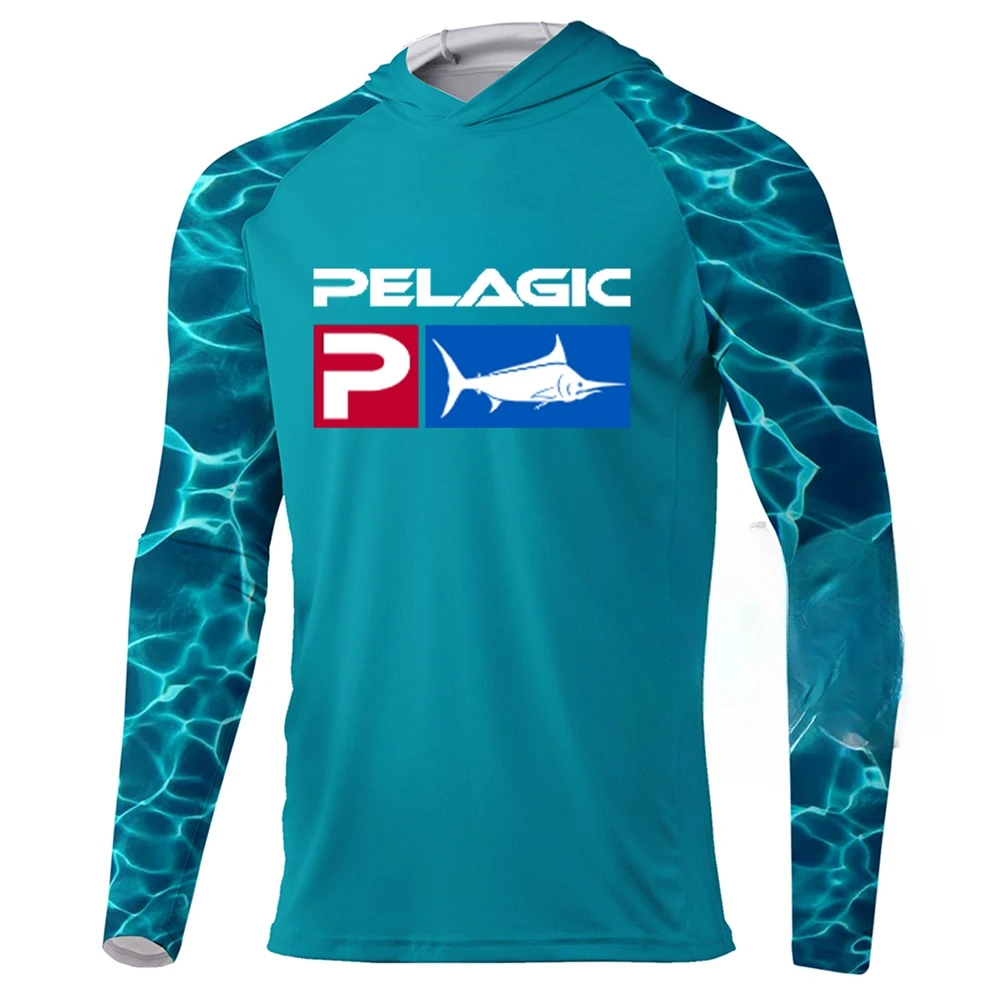 New Fishing Hoodie Pelagic Men Clothes Summer Breathable Long Sleeve  Fishing Shirt Sun Protection Camouflage Fishing Shirts Top