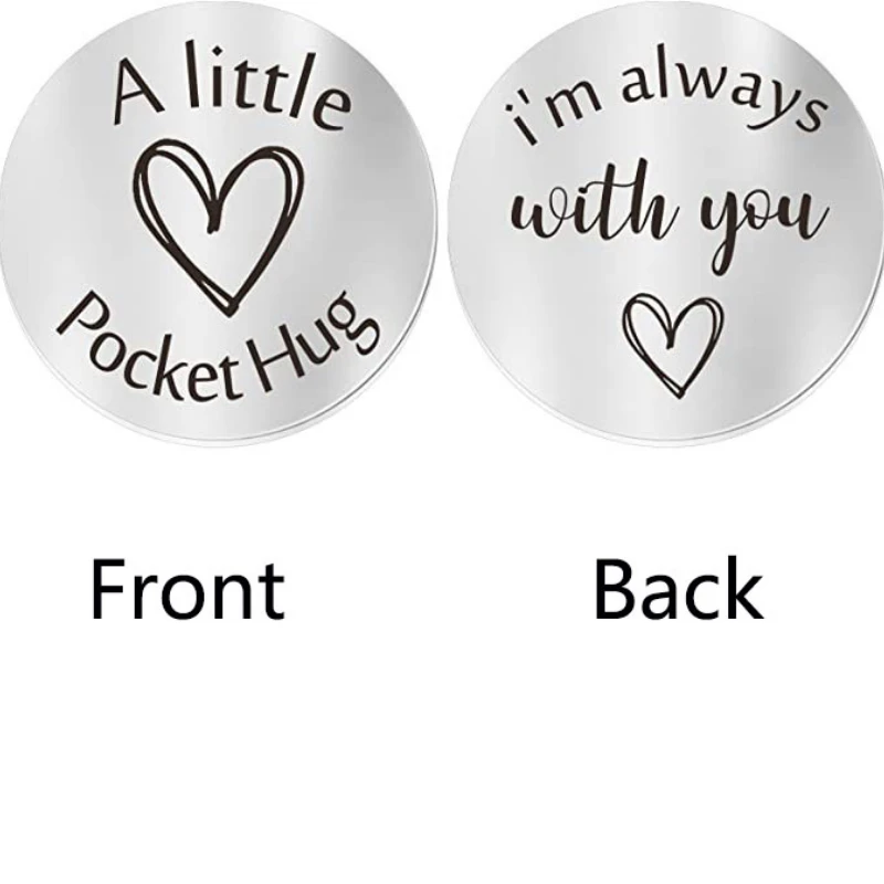MUCOOS Pocket Hug Token - Long Distance Friendship Gift | Stainless Steel Encouragement Coin With Keychain