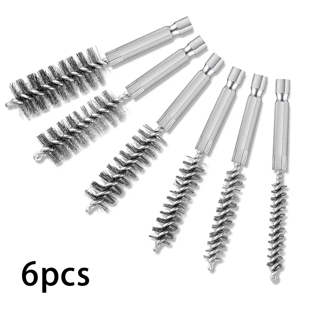 

6pcs Stainless Steel Wire Brush Drilling Brush Bore Brush Hand Tool Cleaning Tool Impact Drill Accessories 8/10/12/15/17/19mm