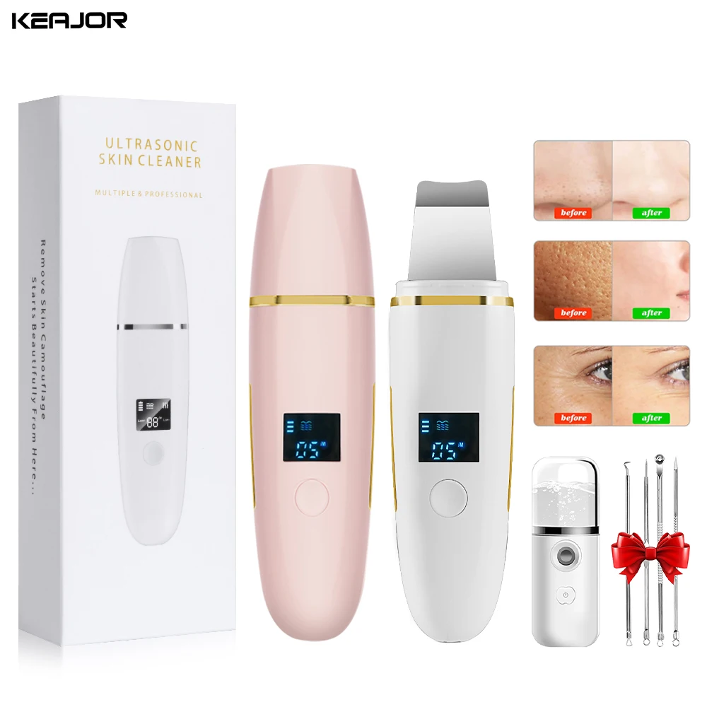 Face Skin Scrubber Ultrasonic Face Shovel Cleaning Dead Skin Peeling Acne Pore Spatula Deep Cleaner EMS Blackhead Remover Device