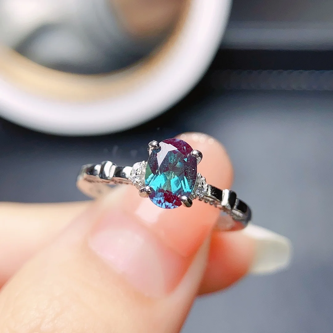 

Винтажное Александритовое обручальное кольцо с овальной огранкой и александритовым фианитом, серебро 925 пробы, свадебное кольцо с камнем по месяцу рождения, меняющий цвет камень