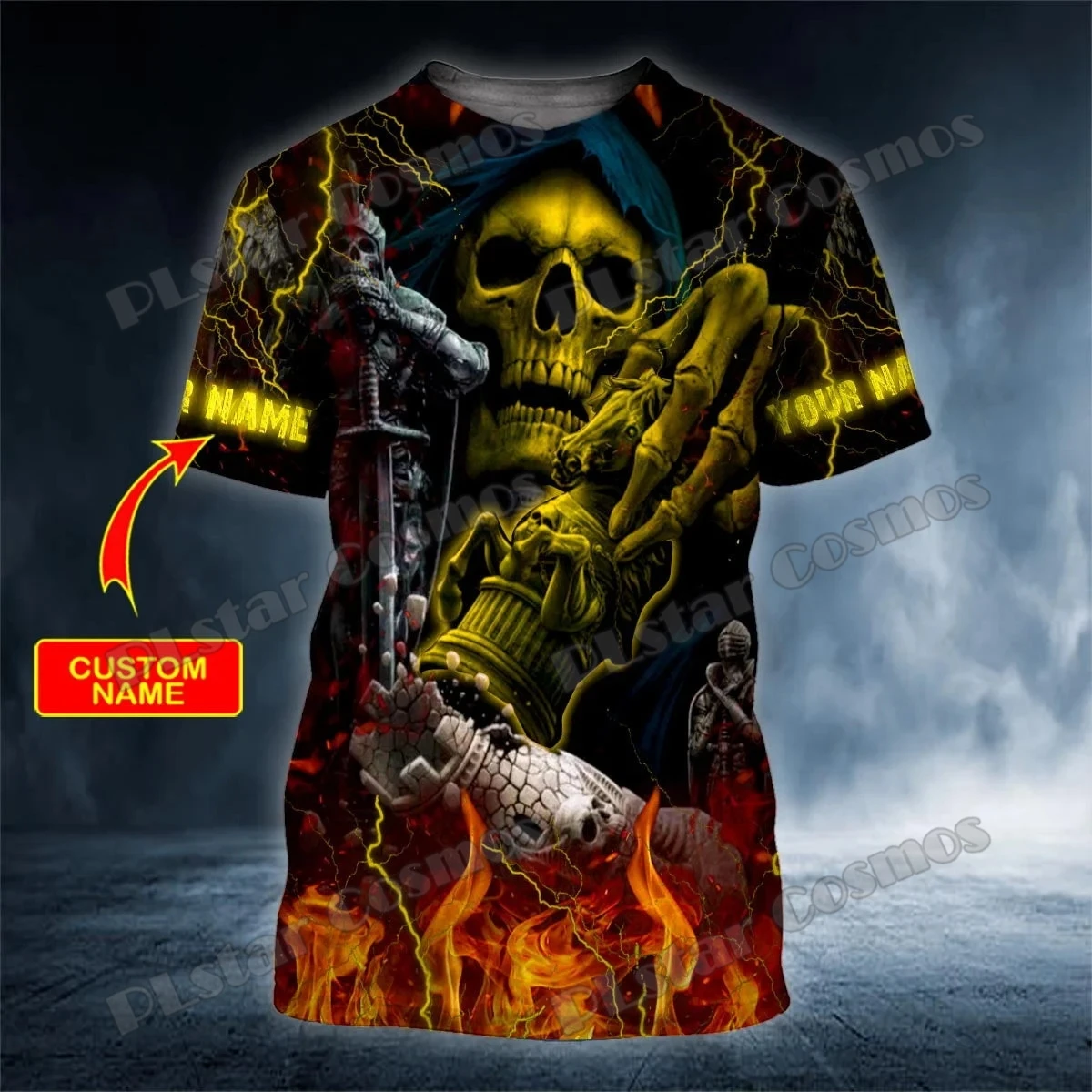 

Grim Reaper Chess Death Skull Custom Name 3D Printed Men's Fashion t shirt Summer Unisex Casual short sleeve T-shirt TX313