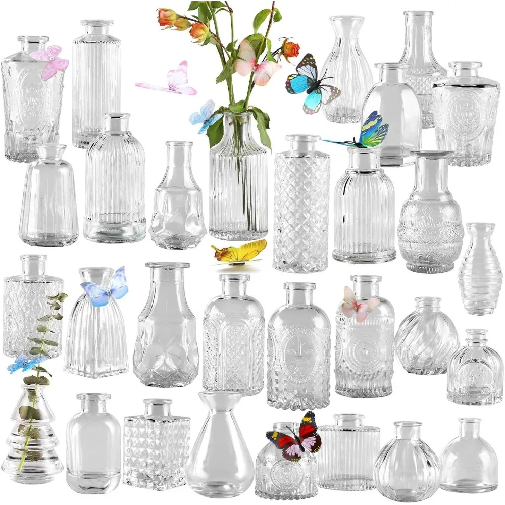 

Glass Bud Vases in Bulk Set of 30 Pcs,Small for Flowers as Wedding Centerpieces for Tables,Clear Suitble for Decorations