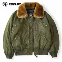 B15 Retro Bomber Jacket Men's Winter Multi Pocket Thicken Warm Cotton-padded Clothes Windproof Fur Collar Lapel Parker Coat 1