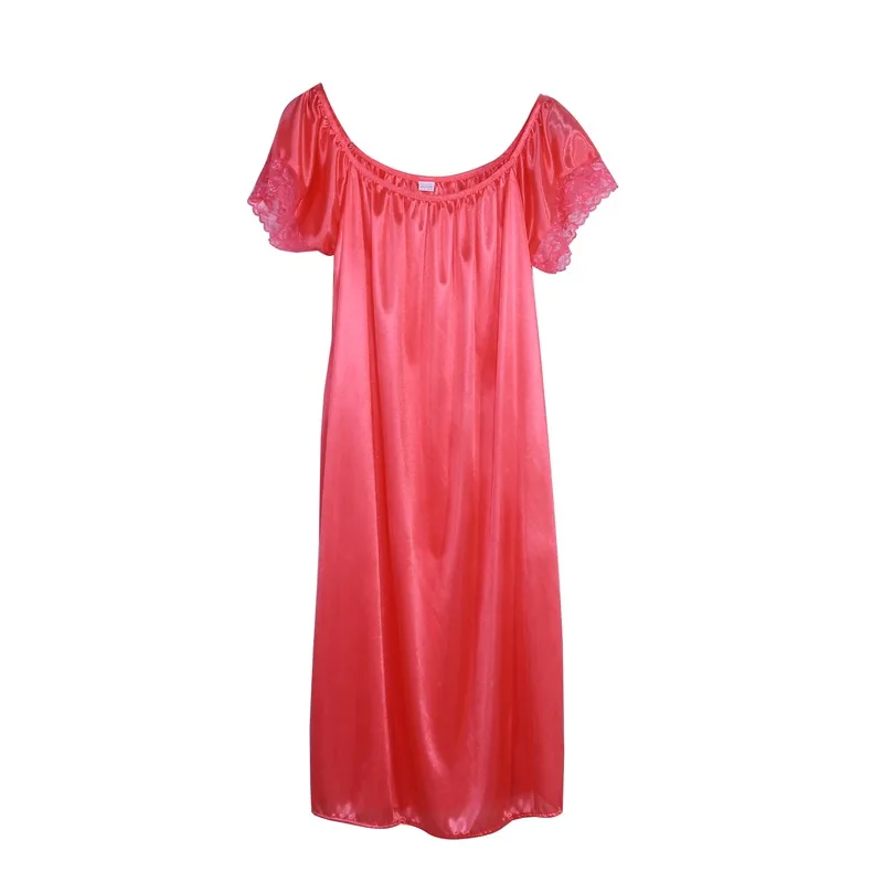 Summer Ice Silk Sleeping SkirtPlus Large Size Long Skirts Light Comfortable Women Sleeping Skirt Short Sleeve Extended Widened