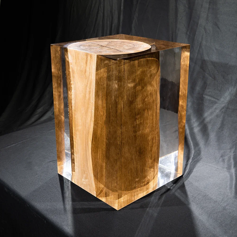 Modern acrylic epoxy luxury Minimalist Living Room Bedroom Removable Sofa Side Table wood Bedside Corner Table