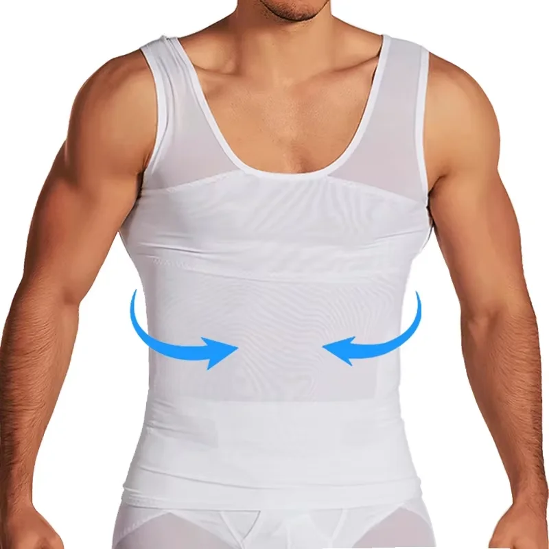 Men's Compression Tummy Control Body Shaper Tank Top Vest Undershirt Tops Shaping Sweatshirt Hide Gynecomastia Chest Shapers