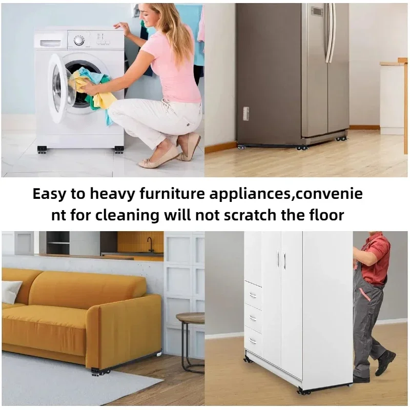 Appliance Rollers 360&deg; Extendable Furniture Appliances Rollers Washing Machine Stand Movable Refrigerator Raised Base Mobile Roller Bracket Wheel