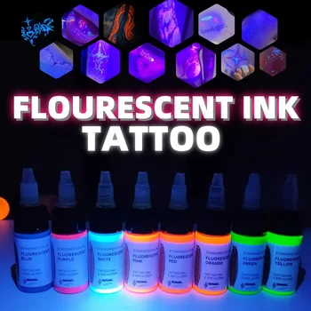 Set di inchiostri per tatuaggi fluorescenti UV: 8 colori che si illuminano al buio, 20 ml sicuri e non tossici per body art.