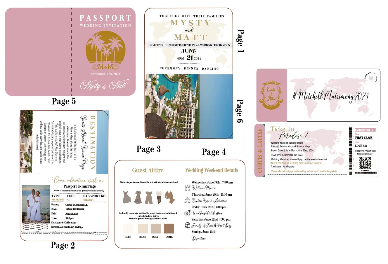 

Insert 4page Wedding Invitation, Passport Boarding Pass Invite Card, Travel Party Template, Different Country Marriage, 30pcs