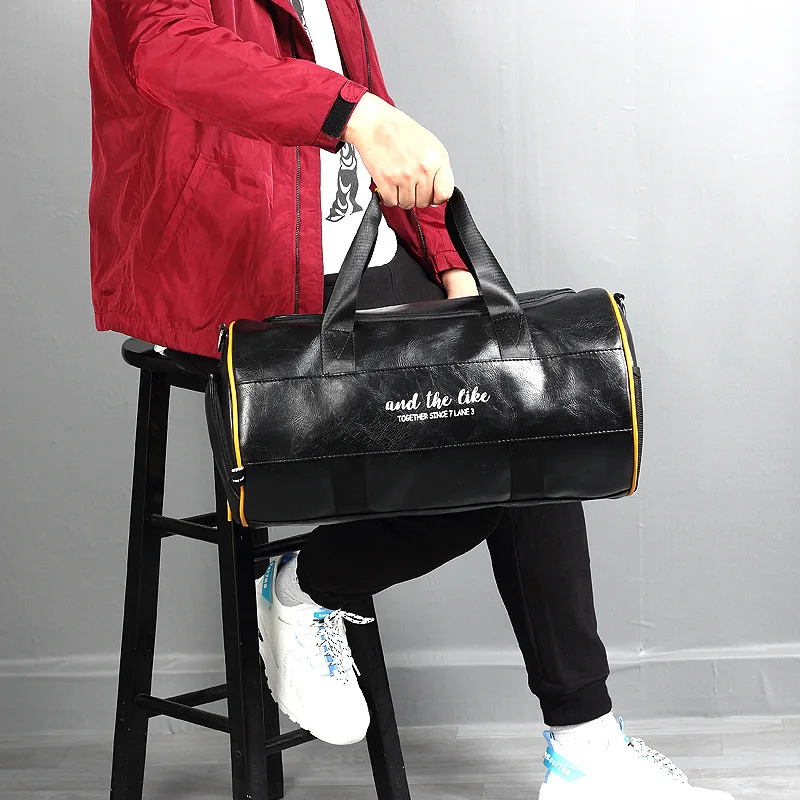 High Capacity Men Travel Bag Soft Leather Fitness Gym Bag Male Fashion Luggage Suitcase Bag Weekend Duffels Shoulder Bags