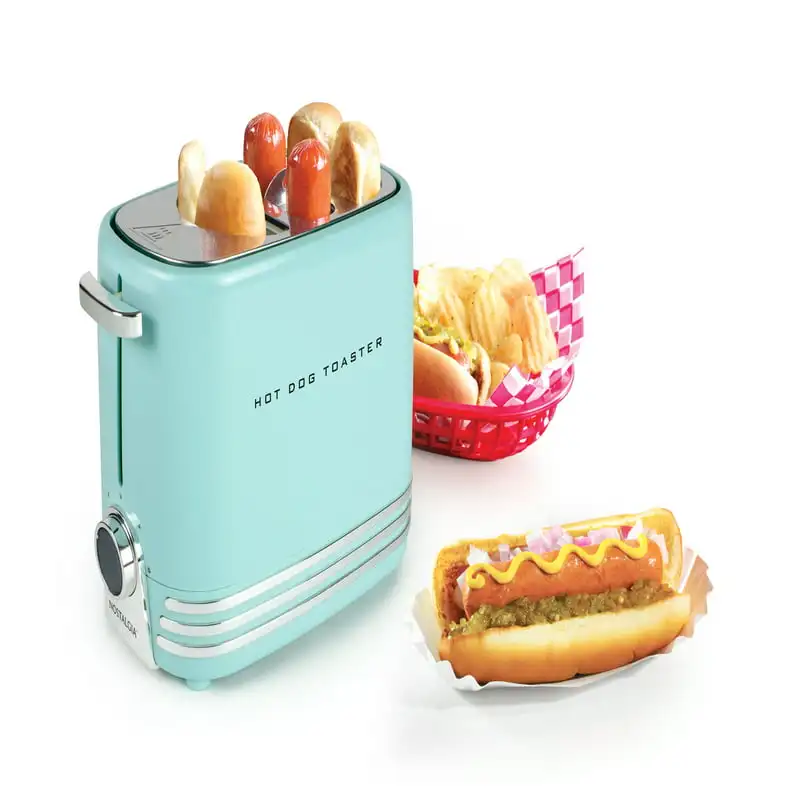 

Pop-Up 2 Hot Dog and Bun Toaster With Mini Tongs, Aqua