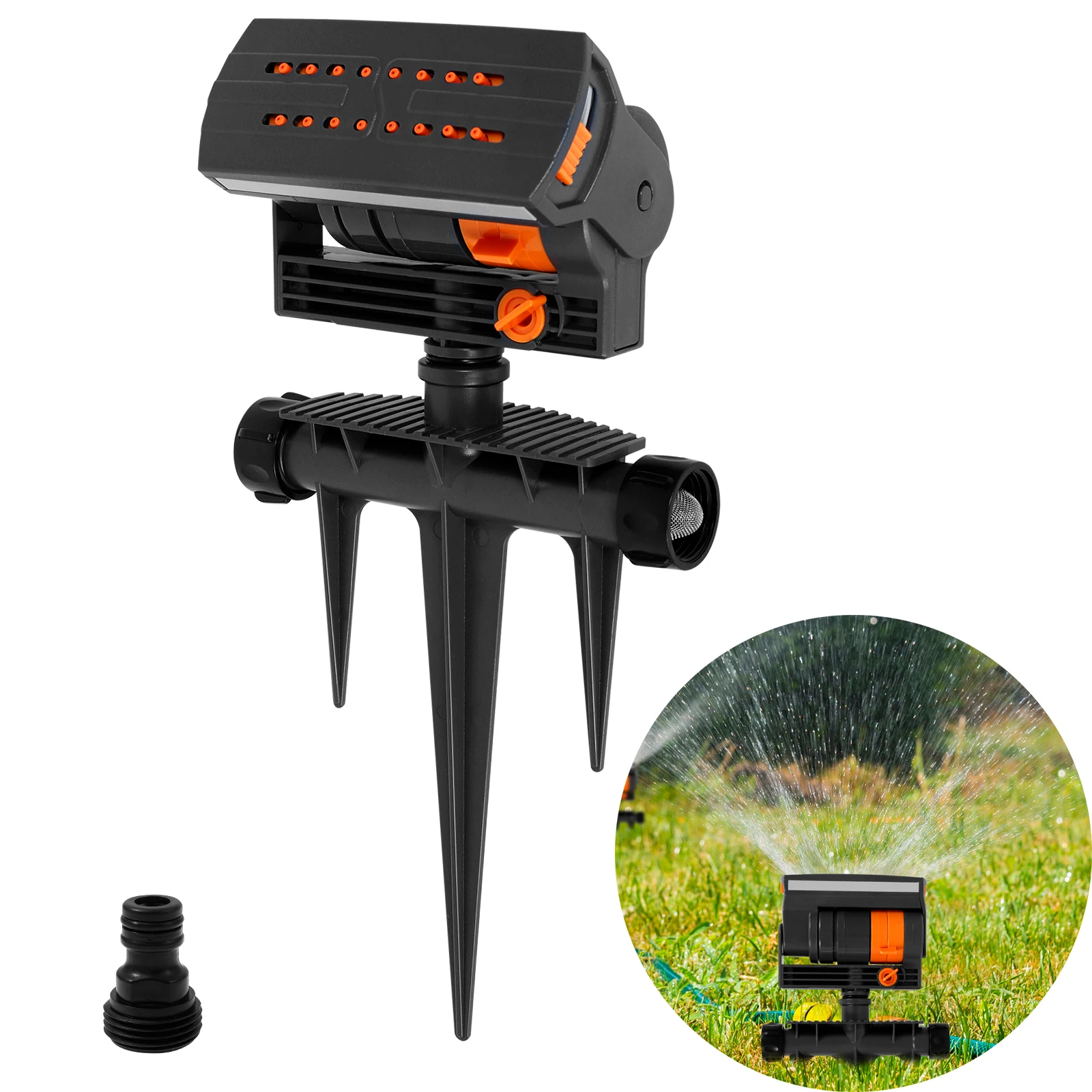 16-Loch-Rasen-Wassersprinkler, gleichmäßige Bewässerung, oszillierender Grassprinkler mit verstellbarem Sprühfilter, Garten-Grasbewässerung