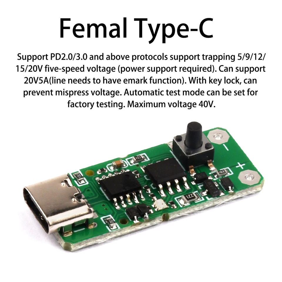 SinLoon Cavo USB C per accendisigari per auto Chip decoy PD integrato, Tipo C a 5 V, 9 V, 12 V, 15 V, 20 V Presa accendisigari per auto Adattatore femmina Cavo