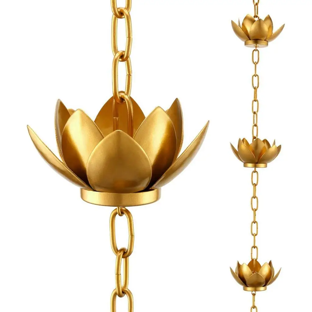 Lotus Rain Chains for Gutters, Rainwater Catcher Chains for Divert Water, Catcher Chain, Lotus Cup Rain Chain