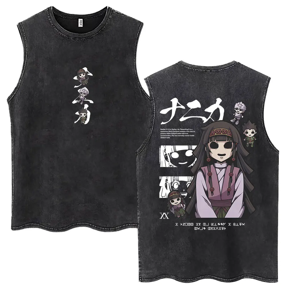 Washed Anime Hunter X Hunter GON·FREECSS Tank Tops Men Women Fashion Vintage Sleeveless T Shirt Cotton Casual Oversized Vests