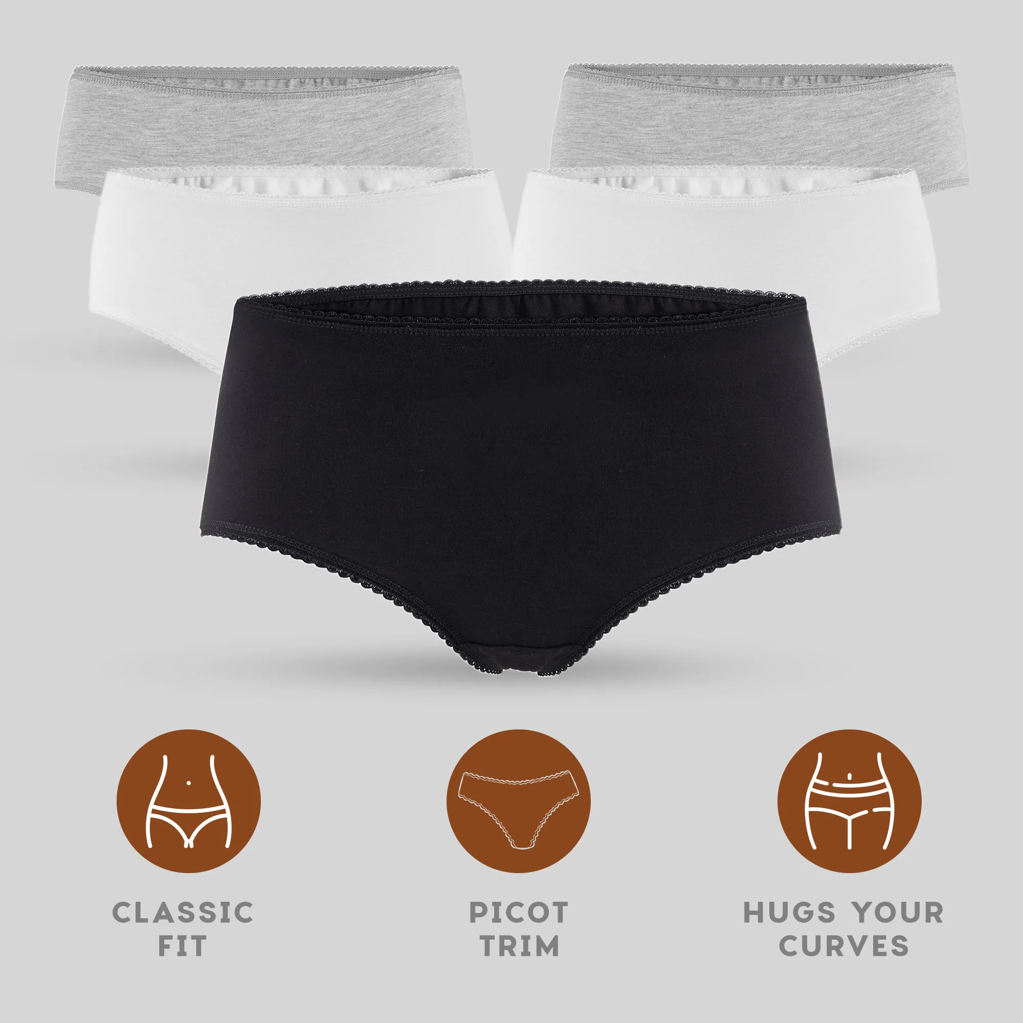 VANEVER5PKLadiesPremiumCottonBoyShortsWomensKnickersStretch