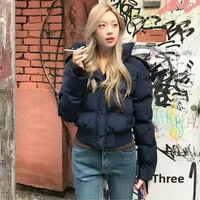 سترة قطنية ذات ياقة من الفرو الأزرق التبتي بتصميم جديد لعام 2025 لموسم الشتاء النسائي سترة قطنية سميكة وقصيرة 2