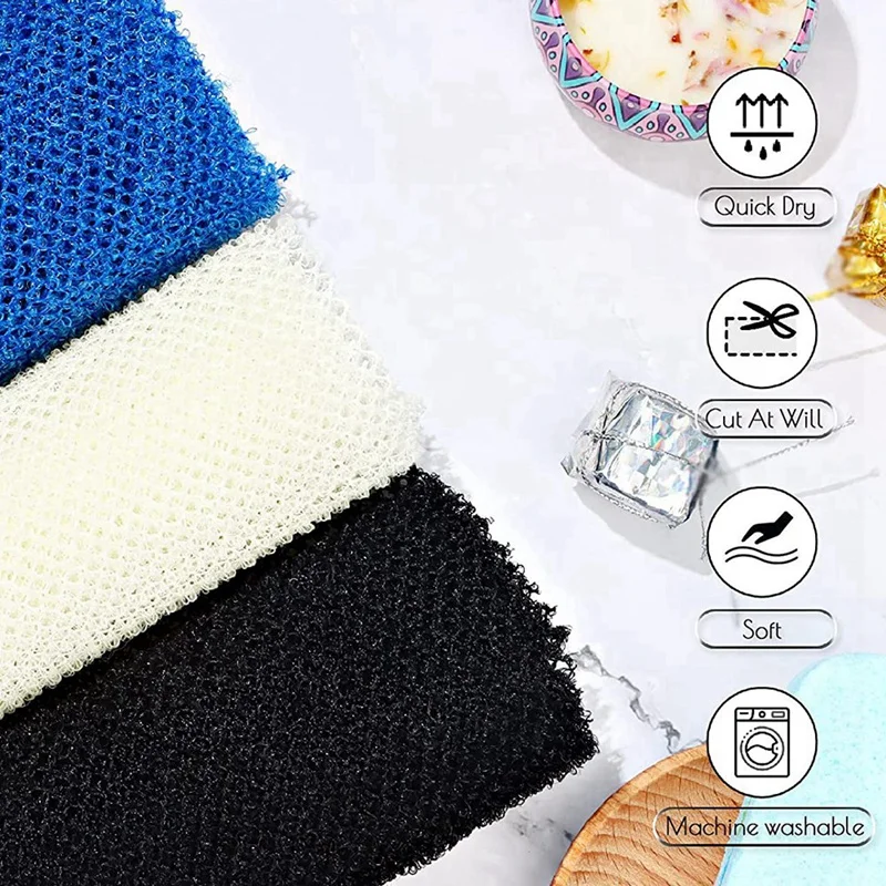 Exfoliating Scrubber Exfoliating Shower Scrubber Bath Sponge Shower Sponge 3 Pieces African Net Long Net Bath Sponge Exfoliating Shower Body Scrubber Back Scrubber Skin Smoother