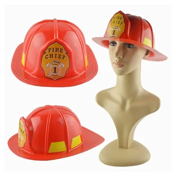 Adulti Bambini Cappello da pompiere rosso in plastica Casco da pompiere per bambini Accessori per costumi cosplay Copricapo per